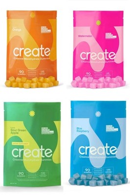 Create Creatine Monohydrate Gummies   All Flavors   90 Count   NEW & SEALED