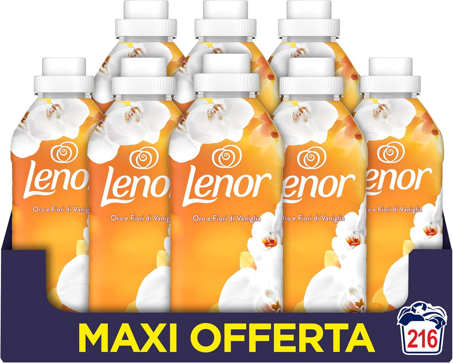 Ammorbidente Lavatrice Concentrato 216 Lavaggi (8X27), Oro E Fiori Di Vaniglia, 