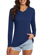 Sun Shirt Women Sport Cool Long Sleeve V-Neck Running Moisture-Wicking Perfor...