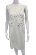Catherine Catherine Malandrino Womens Crochet Sleeveless Dress White Size 2