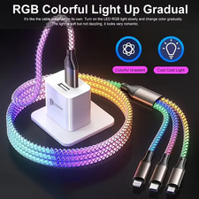 Universal LED Light-up Flashing USB Charging Cable Cord 3 in 1 Multi Function US