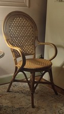 Poltrona Singola in Vimini Intrecciato con Braccioli, Colore Chiaro, Rattan