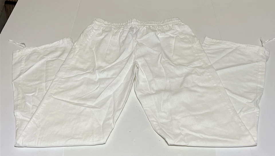 Pantalones deportivos Pelágicos para hombre grandes blancos cintura elástica puños con logotipo mezcla de lino Foto 2 de 4