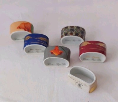 Limoges Servietenringe Porcelaine 6x Stück Lafarge France Handbemalt...