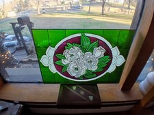 Faux Stained Glass Hand painted Art Flower Sun Catcher 20x14