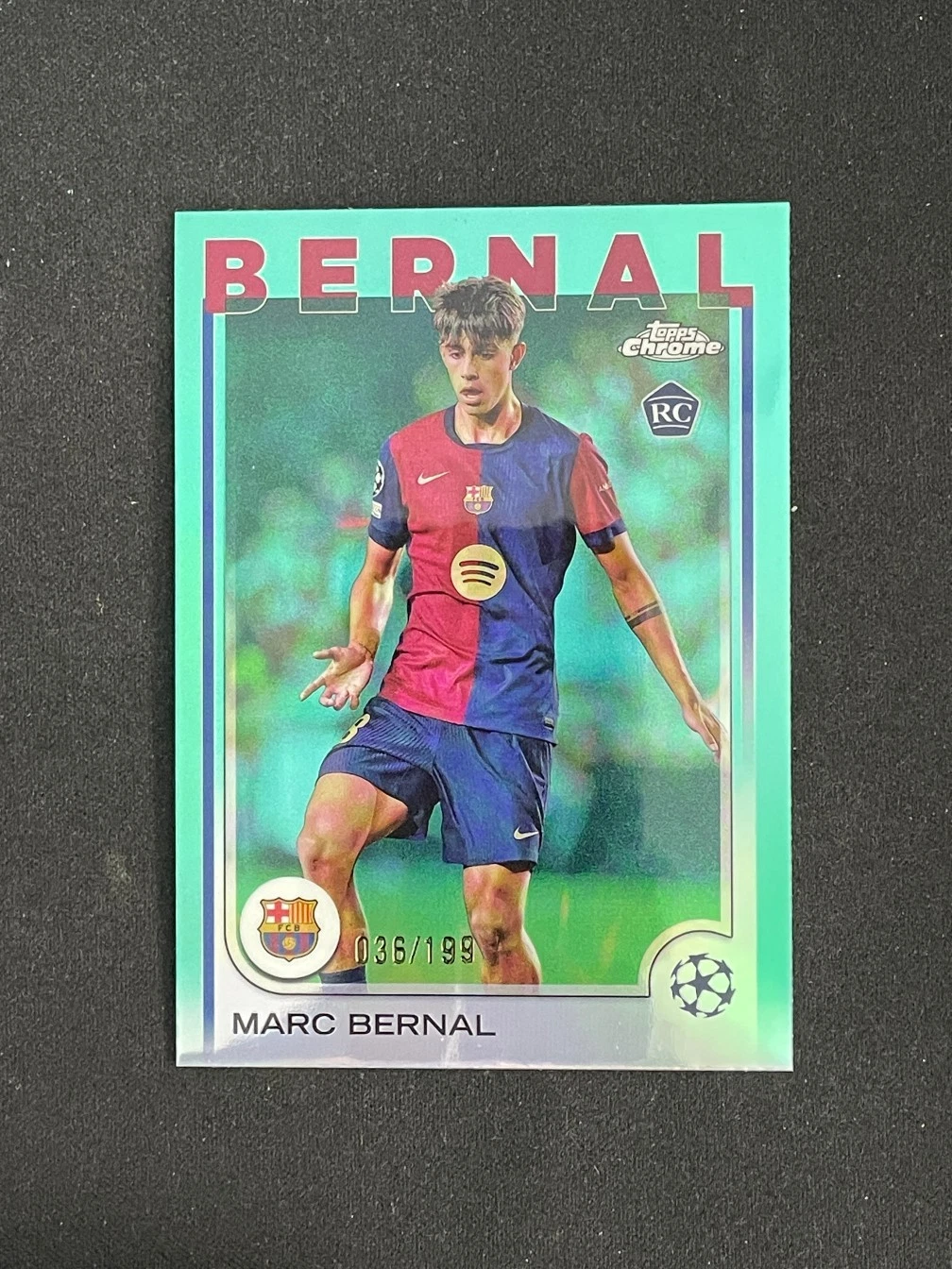 Marc Bernal 2024-25 Topps Chrome UEFA Aqua Refractor 036/199 RC #39