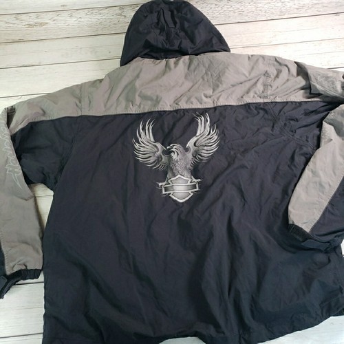 Vintage Harley Davidson Jacke Herren XXL Schwarz Motorräder Biker Windbreaker Mantel - Bild 7 von 15