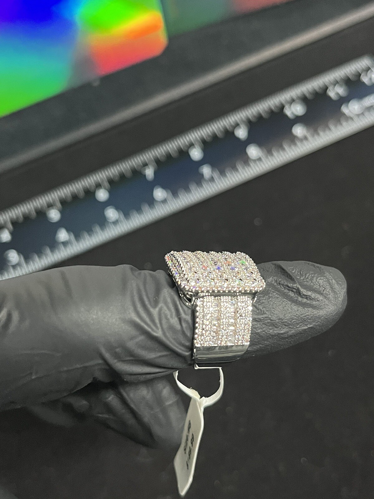 14K White Gold Filled Iced VVS CZ Hip Hop Ring. Passes a clarity