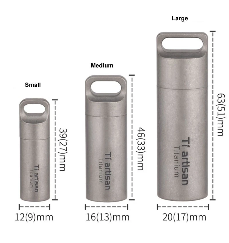 EDC Titanium Waterproof Box Sealed Storage Tank Portable Pill Container Keychain - Image 2 of 4