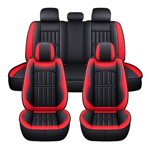 5Seats PU Leather Full Set Car Seat Covers Cushions Front Rear Cushion Universal - Picture 6 of 7