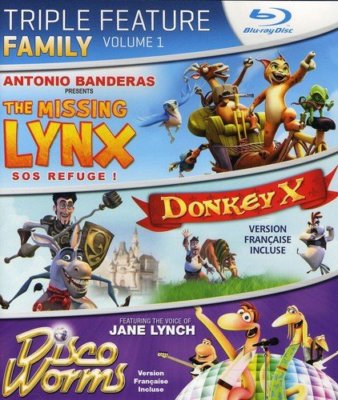 NEW Family Triple Feature Blu ray Disc Missing Lynx+Donkey X+Disco Worms 3 MOVIE