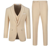 Cloudstyle Beige 3XL 3 Piece Suit Button Jack...