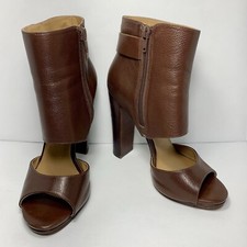 Nine West Violethour Peep ToeBooties Brown, Leather Upper, Size 7 1/2