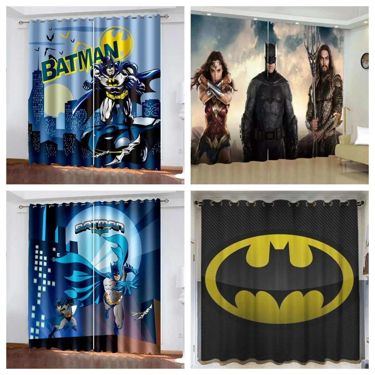 Boys 3D Batman Curtains Drapes Blackout Curtains Ring Top Eyelet Customized Size