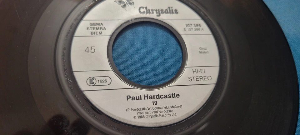 Disque 45 Tours vinyle Paul hardcastle 19 Pop electronic 1985 - Photo 3/4