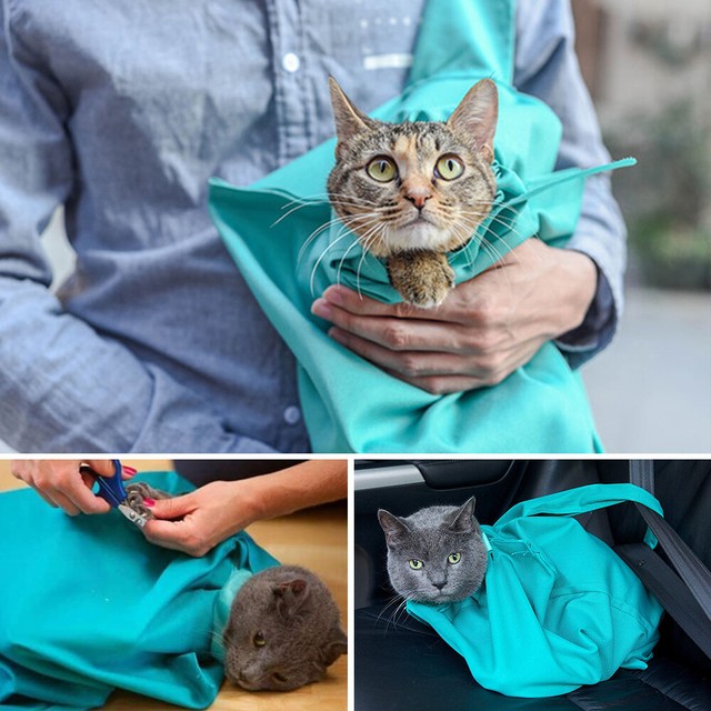2 PACK Purrfect Pouch Comfy Cat Carrier Sack As Seen on TV Aqua NEW