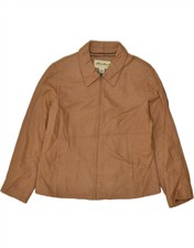 Eddie Bauer Womens Petite Leather Jacket Uk 14 Large Brown Leather Bg43