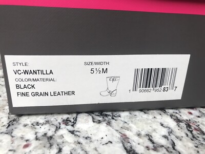 New Vince Camuto women's black leather wantilla moto boots sz 5.5