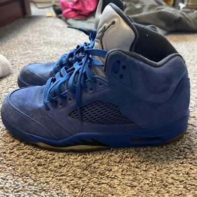 Size 9.5- Air Jordan 5 Retro Blue Suede | eBay