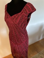 VTG Flapper Style Beaded Fringe Dress - Cranberry Red 20s Style Dress size 2-4