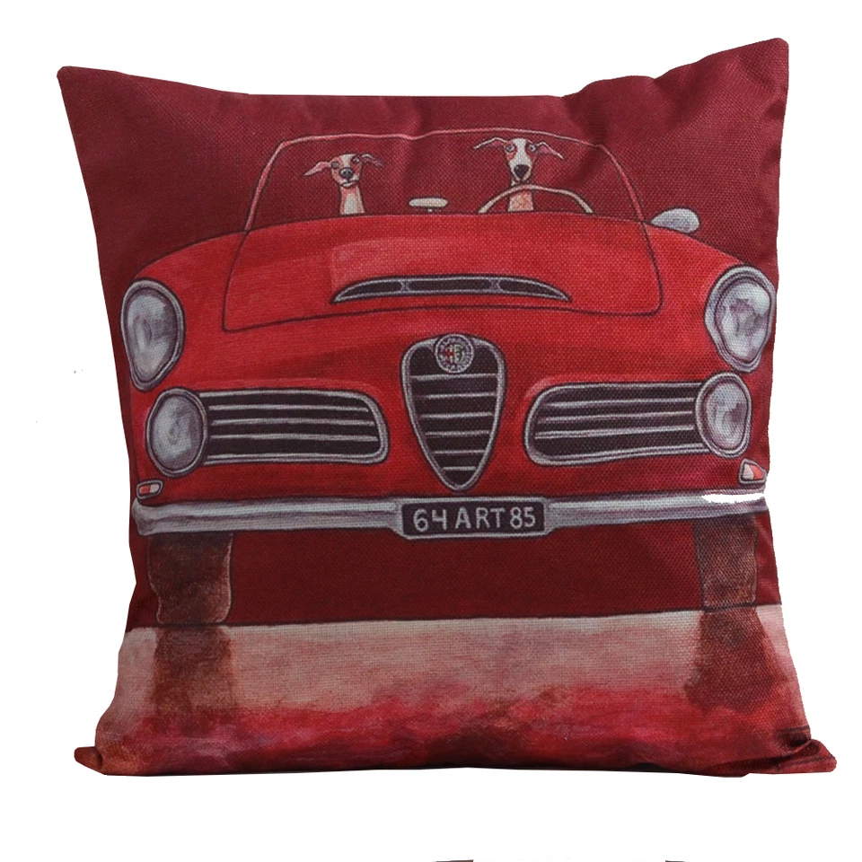Funda de Cojín con Diseño de Piloto de Perro, Funda de Almohada Decorativa ALFA Romeo 18x18 Foto 2 de 3
