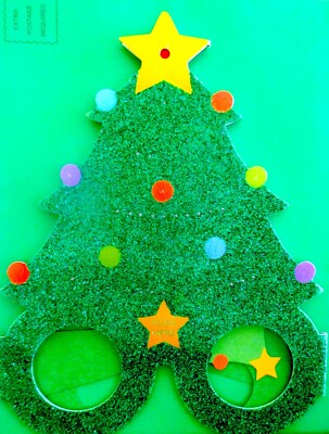 Papyrus Light Up & Sound Wearable Tree Glasses Christmas Holiday Greeting Card