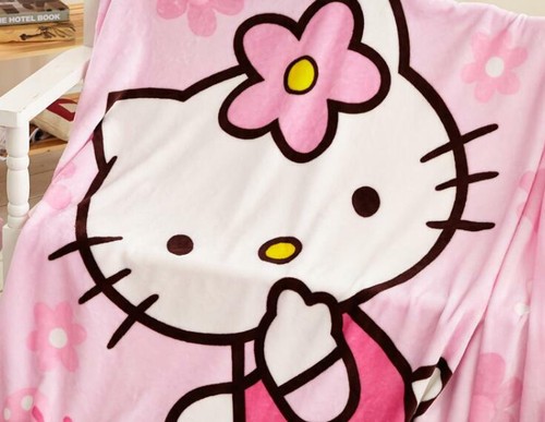 KT cat's Super Soft Plush Bedroom Blanket Throw Pillow Cover 59 "x78" Pink - Picture 3 of 3