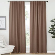 Nicetown Home 52 x 84 in Cappuccino Blackout Rod Pocket Curtain 2 Panels Drapes
