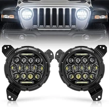 For Jeep Wrangler JL 2018-2020 Black LED Headlights DRL +Adjustable Brackets