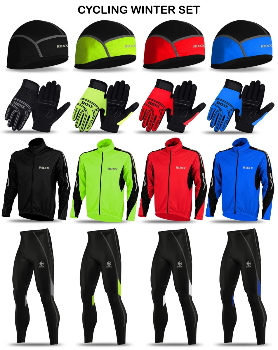 Ciclismo Windstopper Chaqueta Guantes Gorra y Térmico Roubaix Pantalón Invierno Kit