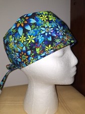 Cute Flowers Allover Medical Surgical Tie Scrub Hat