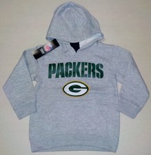 GREEN BAY PACKERS NFL TEAM APPAREL HOODED SWEATSHIRT HOODIE BOYS S M L GRAY
