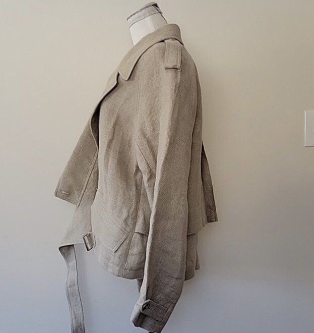 RARE NWT Alexander Wang Khaki Tan Burlap Linen Asymmetrical Unique Jacket image 2