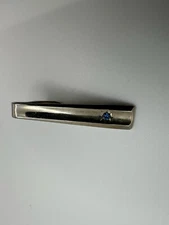 Vintage Silver Blue Stone Accent Tie Clip Bar  BB6