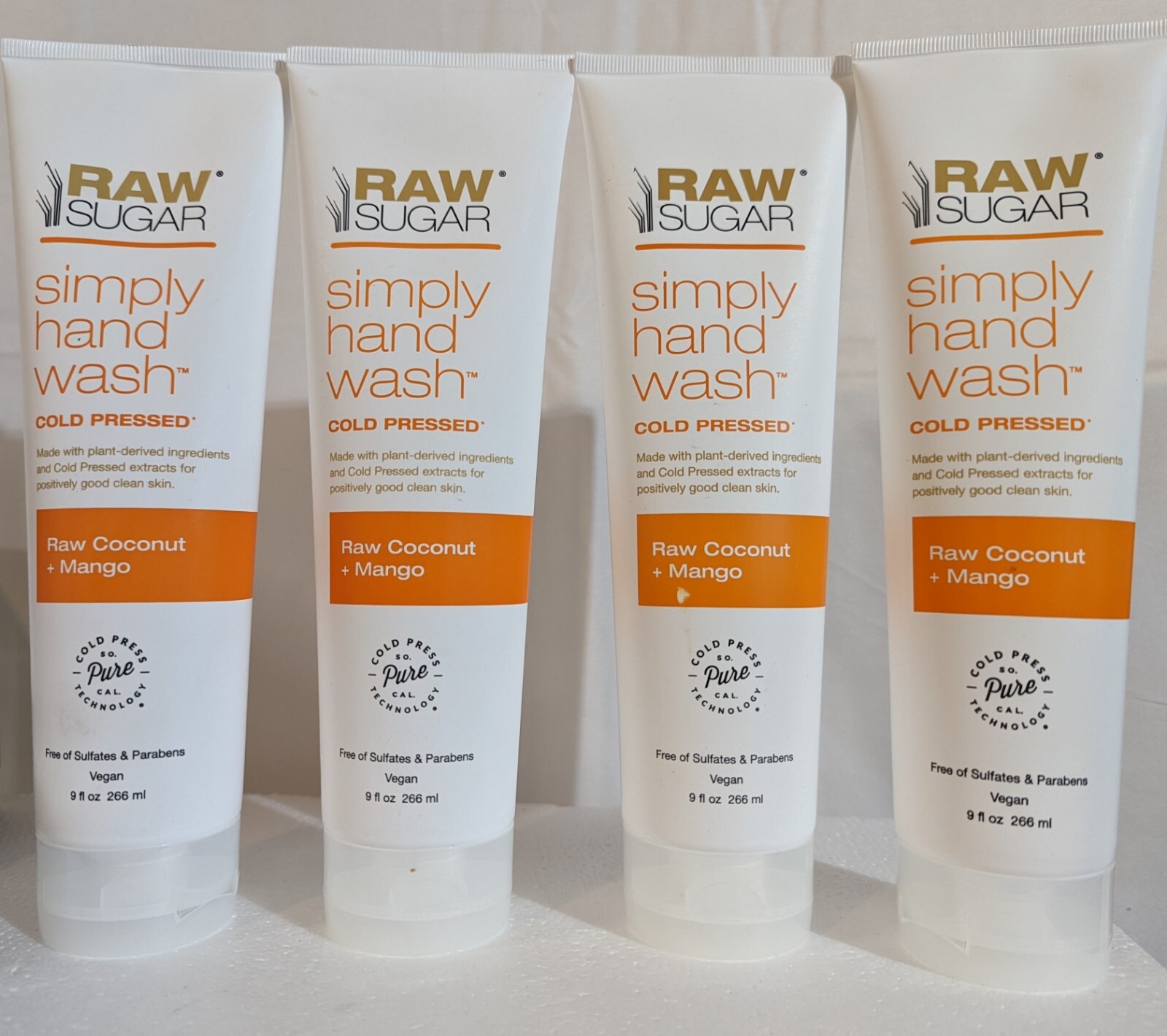 (4) Raw Sugar Coconut + Mango Cold Pressed Plant Derived Vegan Hand