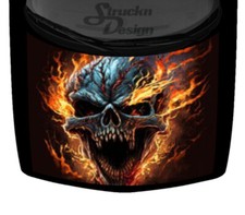 Screaming Skull Fire Flames Fierce Teeth Abstract Hood Wrap Vinyl Graphic Decal