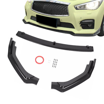3PCS Front Bumper Lip Splitter Lower Spoiler Fits Infiniti Q50 Luxe Base 18-24