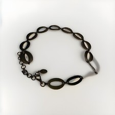VTG Fossil Womens Metal Chain Link Belt Dark Gold/Bronze Tone Hammered Adjust