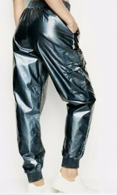 NWT VICTORIA SECRET VSX Women's Ankle Cargo Jogging Pants MEDIUM Blue Vinyl/Gold | eBay