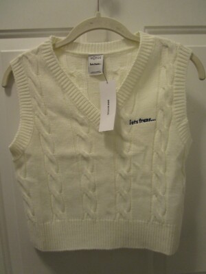 URBAN OUTFITTERS IETS FRANS CREME CABLE KNIT V-NECK