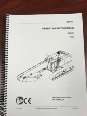 Sennebogen 840 Operating Instructions Manual Binded USPS Priority Mail
