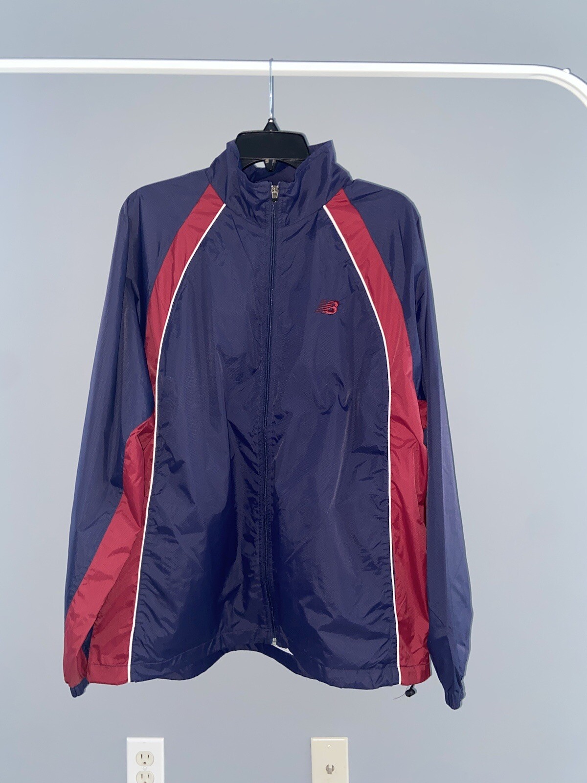 New Balance Vintage Windbreaker Jacket Mens Large VTG Blue Red