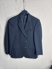 Stafford Executive Blazer Men 42R Black Wool Two Button Silver Metal Single Vent