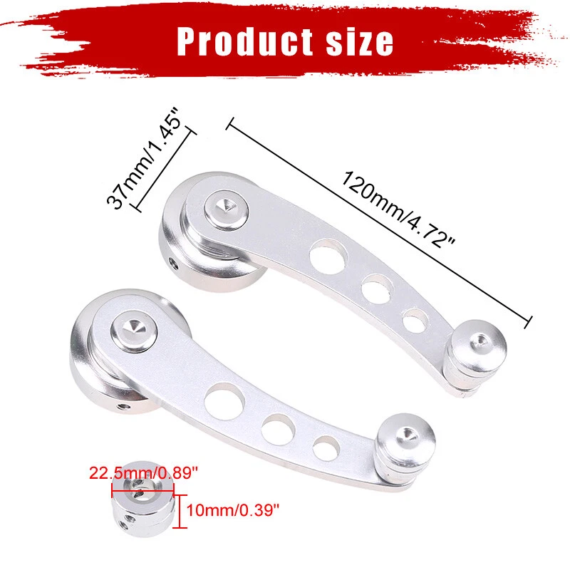 Set Window Winder Crank Manual Door Handle Knob Silver Billet Aluminum Universal Foto 2 de 4