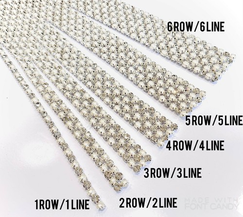 1 Yard STREIFEN 5 mm Diamant Strass Elfenbein Perle Hochzeit Kuchen Borte Band Dekor - Bild 2 von 2
