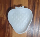 Vintage Hazel Atlas White Milk Glass Strawberry Candy Dish Trinket Tray