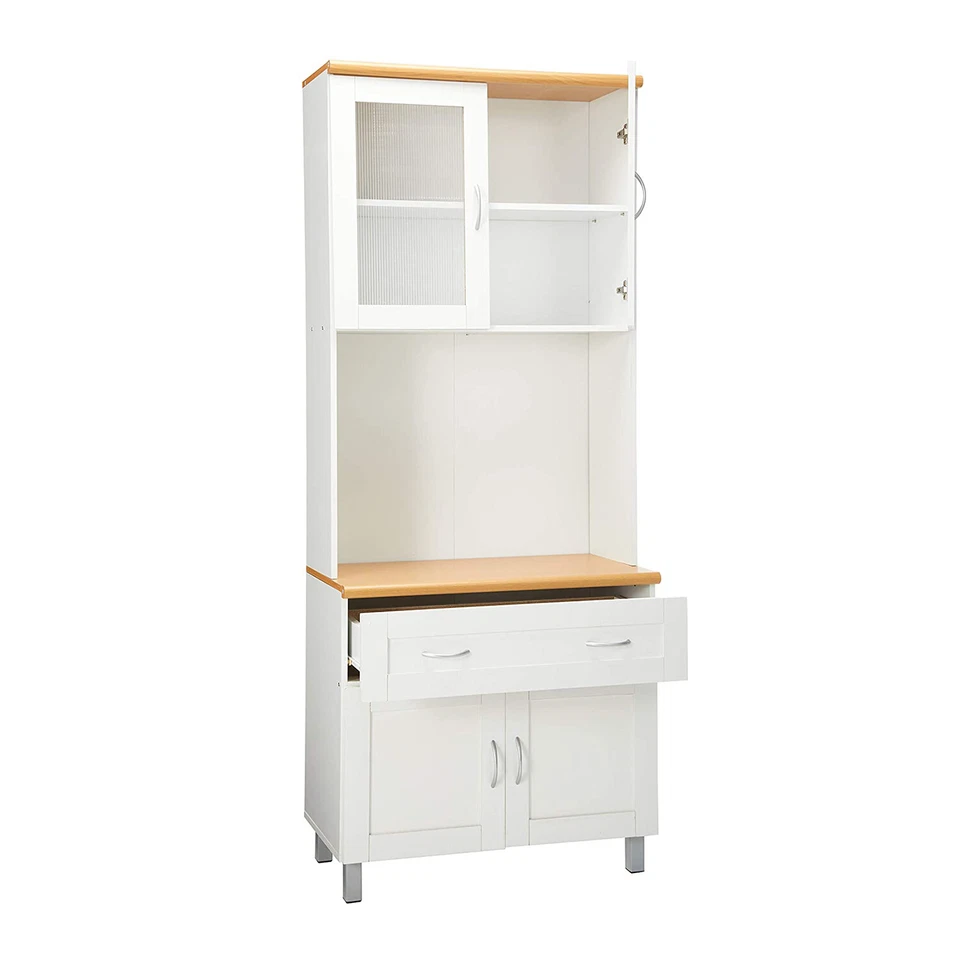 Armário de cozinha Hodedah HIK92 porcelana com portas transparentes e 4 prateleiras, branco - Imagem 3 de 4