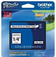 Brother International Tze211 Label Tape - 0.25" Width 1 Each