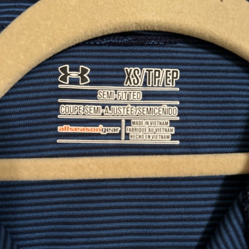 Under Armour XS Blue With Black Stripes Semi Fitted Half Zip - Picture 5 of 12