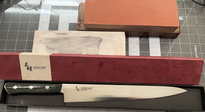 MCUSTA ZANMAI Molybdenum Vanadium 8in Chef's Knife Riveted Green Handle